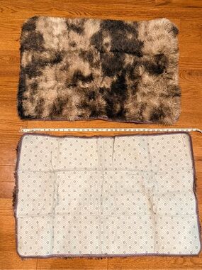 Luxury Faux Fur Bath Mat in Brown and Gray - Plush Non-Slip Accent